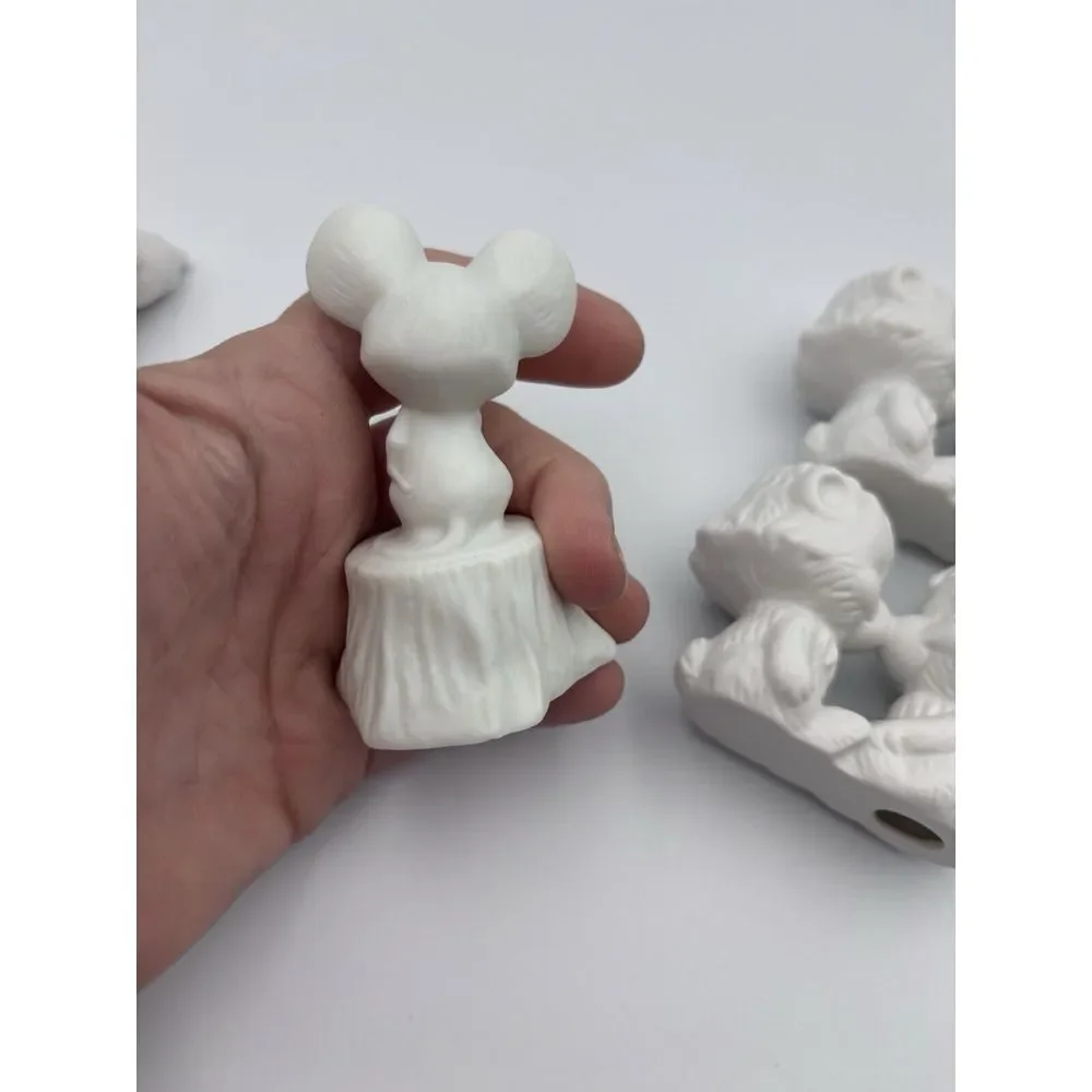 Vintage Hallmark‎ Bisque Porcelain 1970's 2Kissing Bears White Mouse & Rabbit